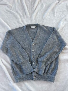 Vintage Lord Jeff Gray V-Neck Button Cardigan Sweater